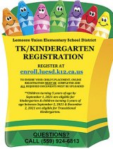 Lemoore Elementary School District says time to register for TK/Kindergarten